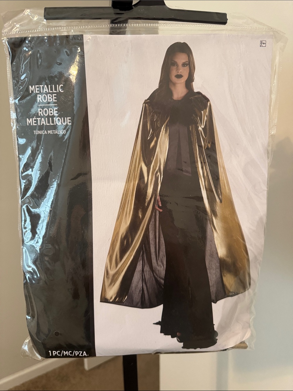 Gold Long Metallic Robe adult costume accessory.  One size fits most. New in bag